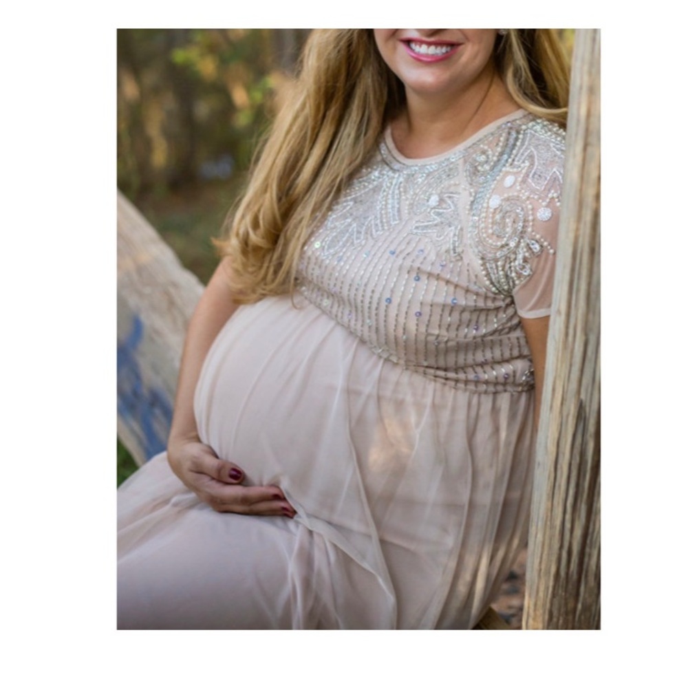 ASOS Maternity Dress in Cream with Sequin Embellishments